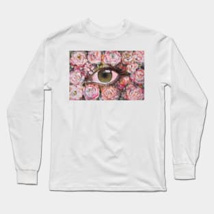 flowers with green eye dewy art Long Sleeve T-Shirt